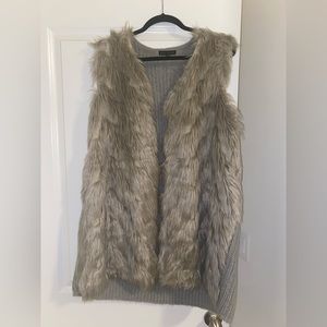 Gray faux fur vest